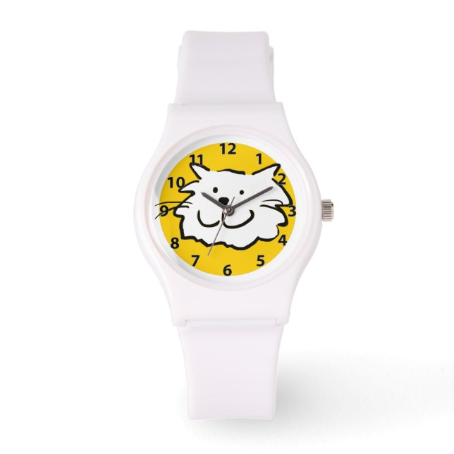 Montre Joyeux visage de chat souriant avec des chiffres (Recto)