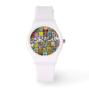 Montre Judaica Retro 60s Psychedelic Shalom LOVE