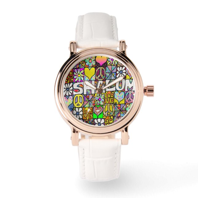 Montre Judaica Retro 60s Psychedelic Shalom Watch (Recto)