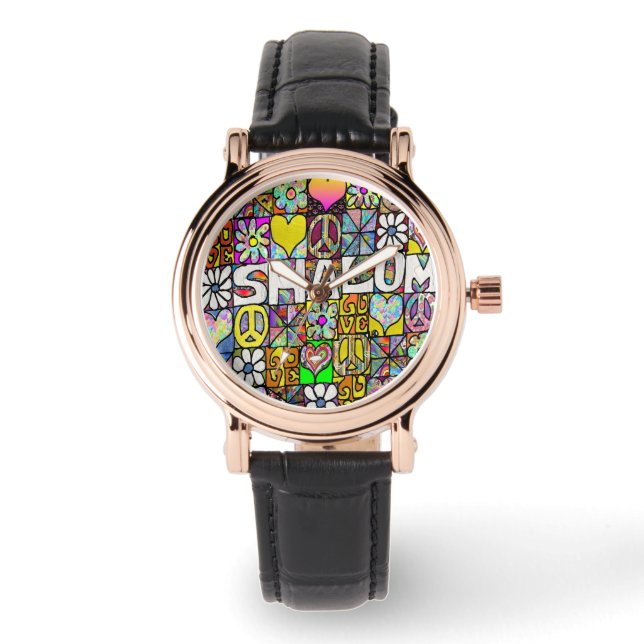 Montre Judaica Retro 60s Psychedelic Shalom Watch (Recto)