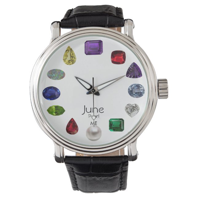 Montre Juin Pearl Design de pierre de naissance (devant)
