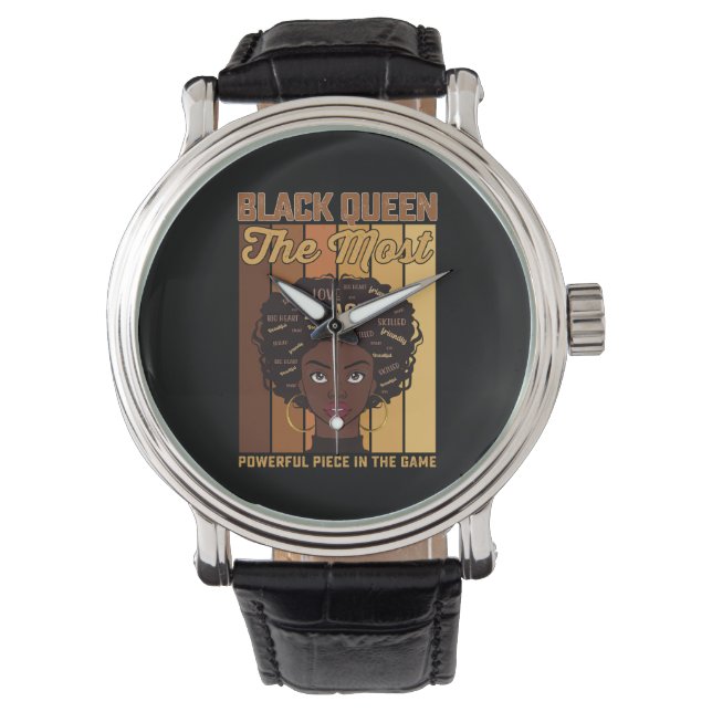 Montre Junetdix Melanin Black Girl La plus puissante (devant)