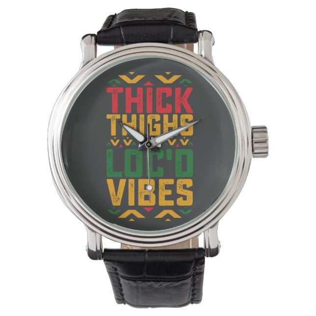 Montre Juneteenth Épaisses Vibes Locd Afro-Américain (devant)