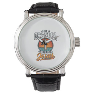 Montre Juste un grand-père qui aime Jésus Vintage Cross S