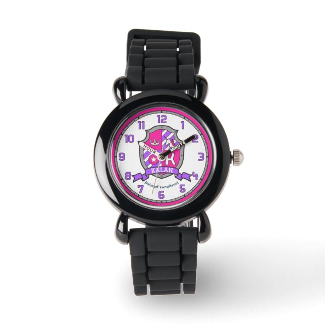 Montre Kalah nom fille signifiant crête licorne rose (Recto)