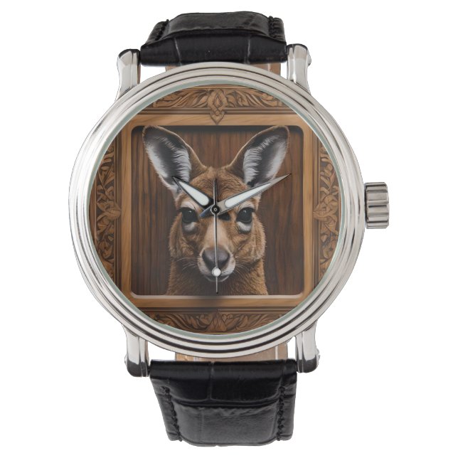 Montre Kangaroo en bois 3D australien (devant)