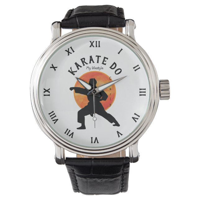 Montre Karate Cool moderne Black Rising Sun Martial Arts (devant)