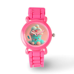 Montre Kawaii carnet de crème glacée rose