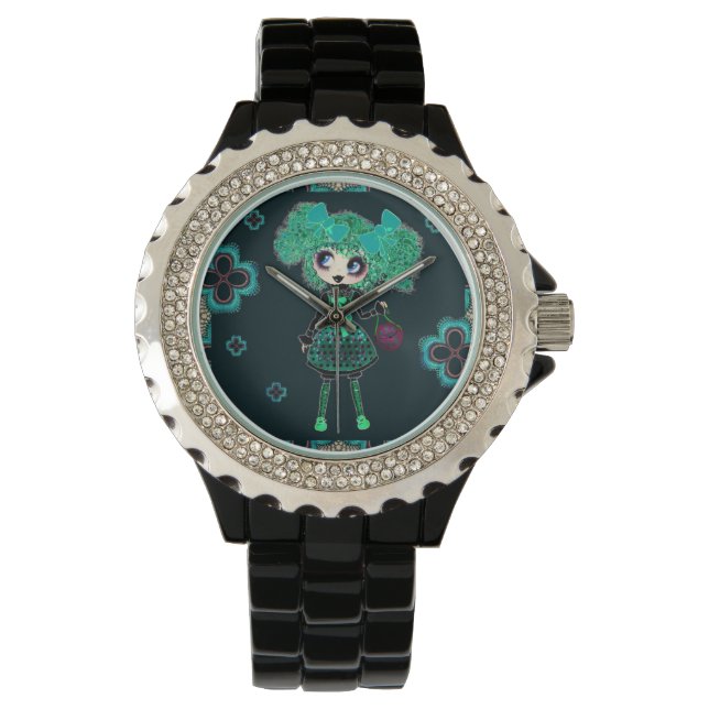 Montre Kawaii Goth Girl Emerald Lolita PinkyP (devant)