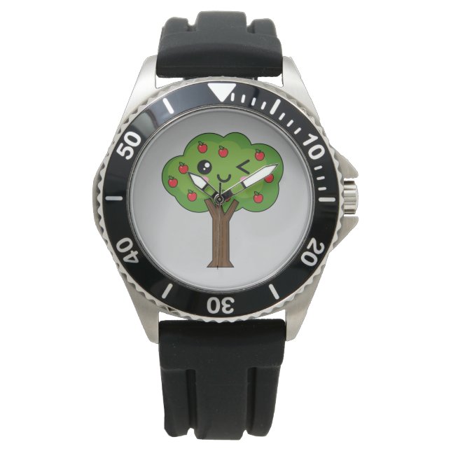 Montre Kawaii Joyeux Pommier À Voie (devant)
