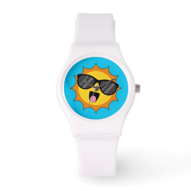 Montre Kawaii Joyeux soleil avec lunettes de soleil (Recto)
