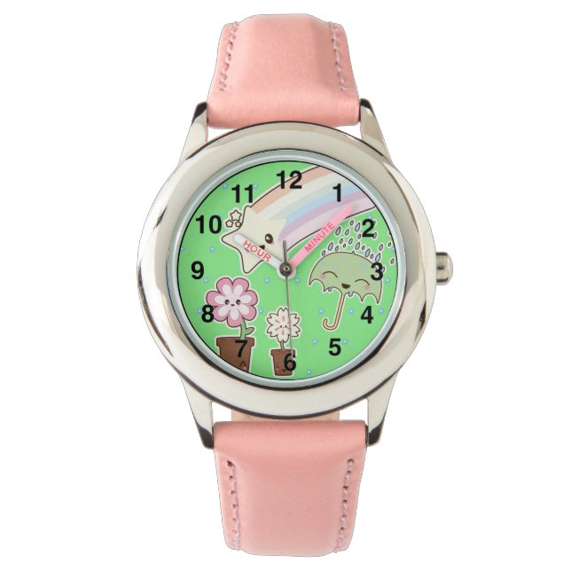 Montre Kawaii météo jardin si mignon motif girly (devant)