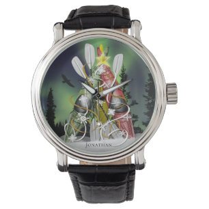 Montre Kayak Arbre de Noël Aurora Borealis kayak