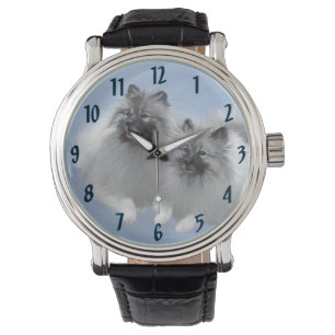 Montre Keeshond Paire de Kees Peinture Art animal origina