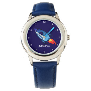 Montre Kids Boys Rocket Space Blue Astronaut Nom