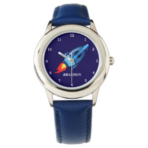 Montre Kids Boys Rocket Space Blue Astronaut Nom