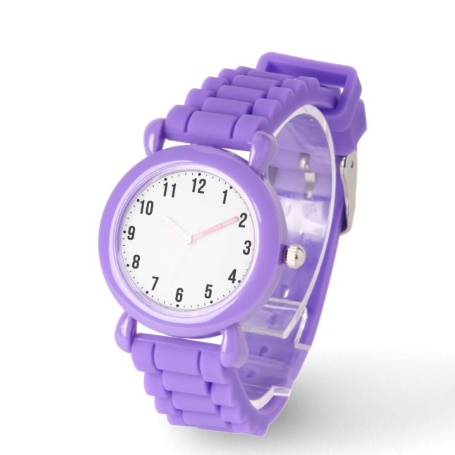 Montre Kids Formal Photo Watch with Purple Silicone Strap (Angle)