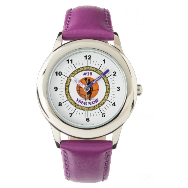Montre Kid's Watch Custom Basketball - Ajouter nom/numéro (devant)