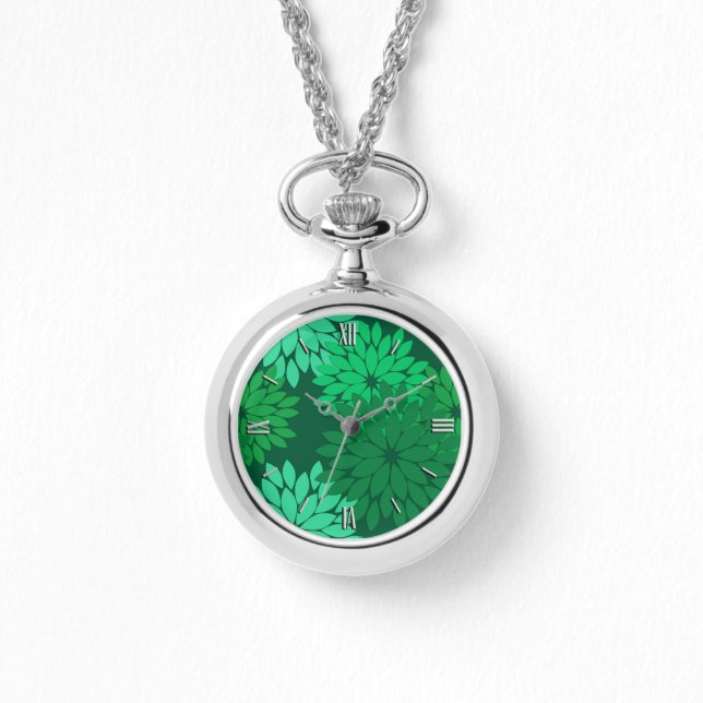 Montre Kimono floral moderne Imprimer, Emerald et Jade Gr (Recto)
