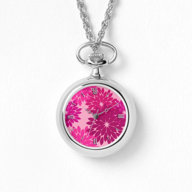 Montre Kimono floral moderne Imprimer, rose, fuchsia et v (Recto)