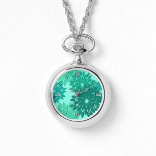 Montre Kimono Floral moderne Imprimer, Turquoise, Turquoi