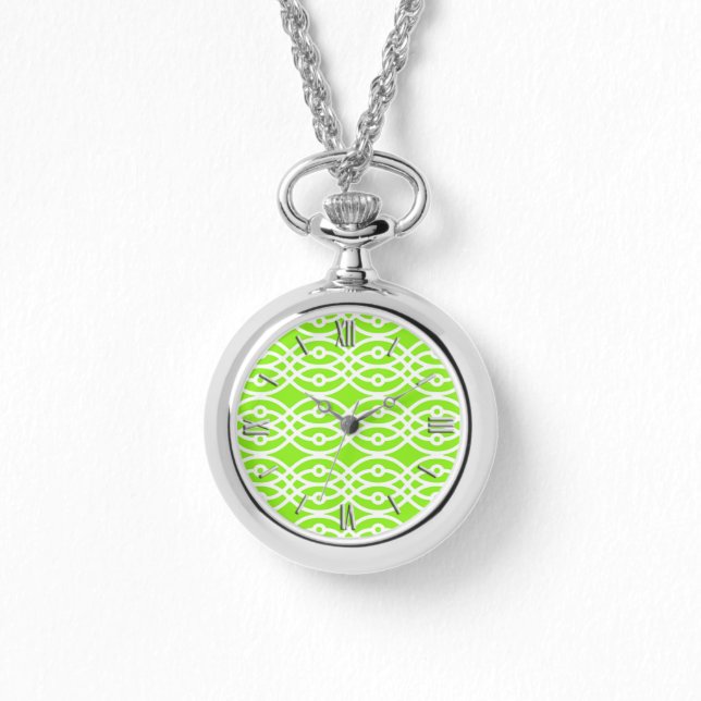 Montre Kimono imprimé, vert citron et blanc (Recto)