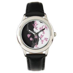 Montre Kimono japonais Sakura noir et blanc