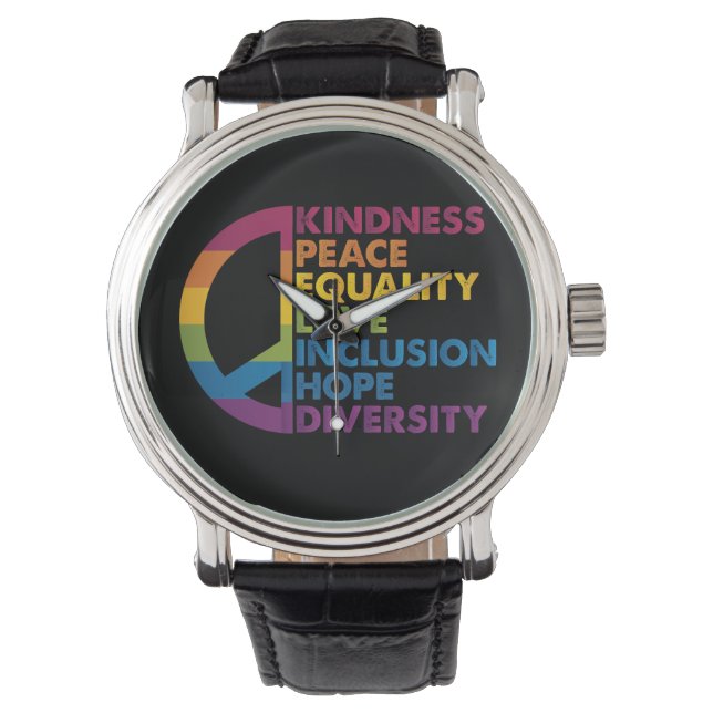 Montre Kindness Peace Equality Love Inclusion Hope Divers (devant)