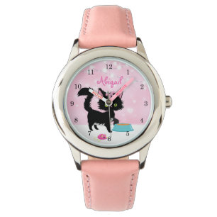 Montre Kitten Cat Pink et White Girly