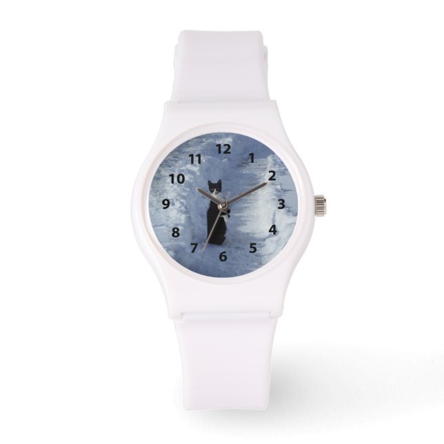 Montre Kitten noir et blanc dans la surveillance de neige (Recto)