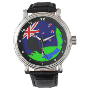 Montre Kiwi Bird & New Zealand Drapeau/Carte Art (Voir)