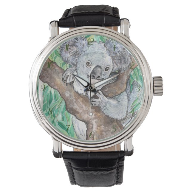 Montre Koala dans la peinture d'arbre Eucalyptus (devant)