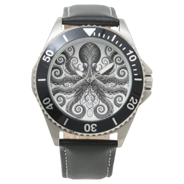 Montre Kraken Steampunk Octopus Ornate Black (devant)