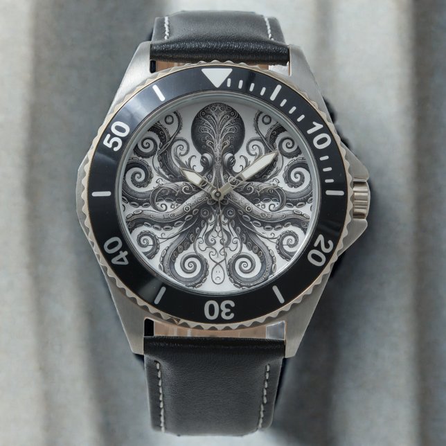 Montre Kraken Steampunk Octopus Ornate Black (Créateur téléchargé)