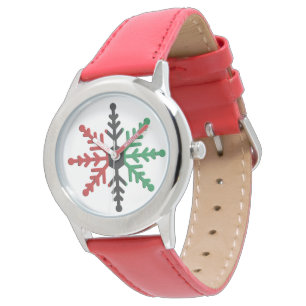 Montre Kwanzaa Rouge noir vert Kinara Flocon de neige ray