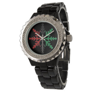 Montre Kwanzaa Rouge Noir Vert Kinara Flocon de neige ray