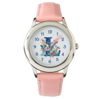 Montre L Monogramme orné design floral