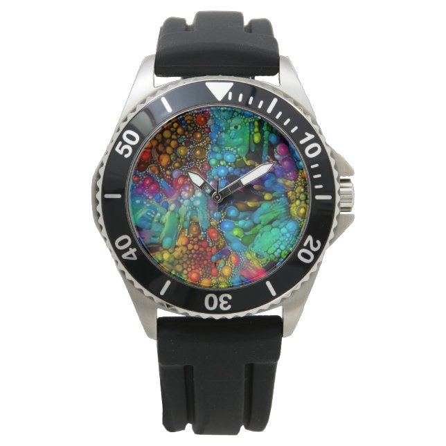 Montre La bulle psychédélique éclate les marguerites Abst (devant)