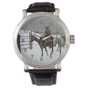Montre La chute du cowboy, tableau de F. Remington