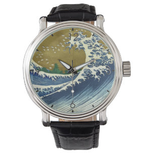 Montre La Grande Vague (Art Japonais Bleu et Or, Hokusai)