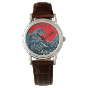 Montre La Grande vague de Hokusai dans un style dynamique