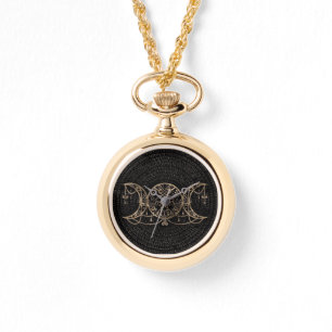 Montre La lune triple or de sorcière/déesse/Hekate