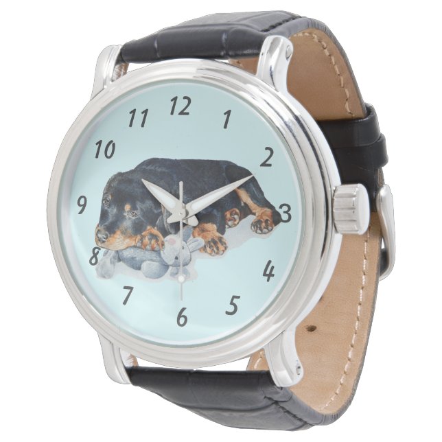 Montre la peinture de rottweiler chien de chiot mignon (Incliné)