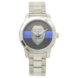 Montre La police retirée drôle mince de Blue Line Badge