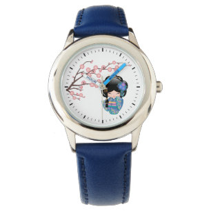 Montre La poupée Keiko Kokeshi - Kimono Bleu Geisha Girl