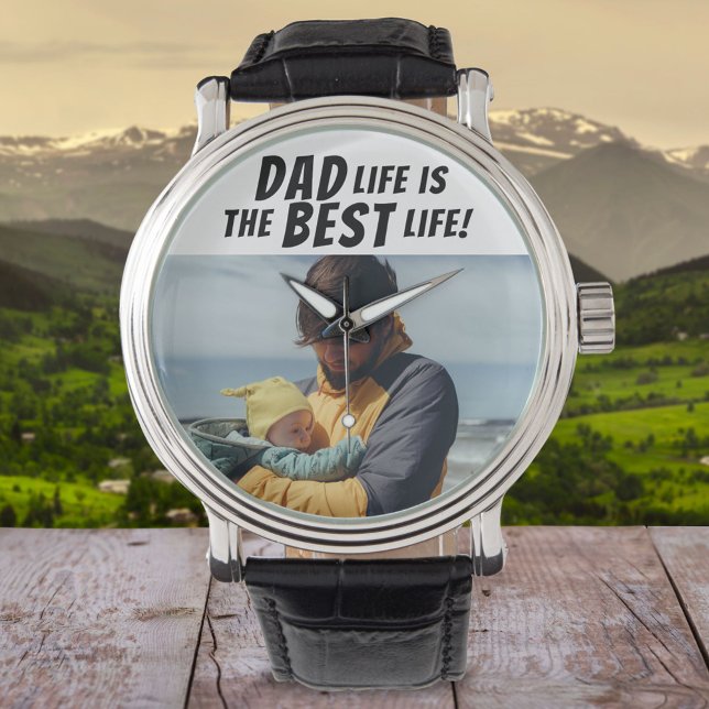 Montre La vie papa est la meilleure vie Photo de famille (Créateur téléchargé)