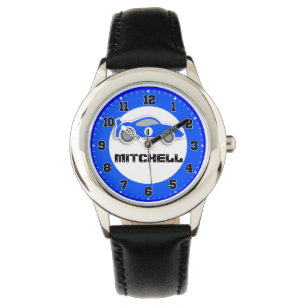 Montre La voiture bleue d'enfants d'amusement ajoutent