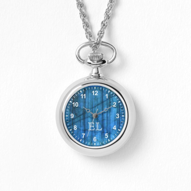 Montre Labradorite Gems bleu Monogramme Numéros (Recto)