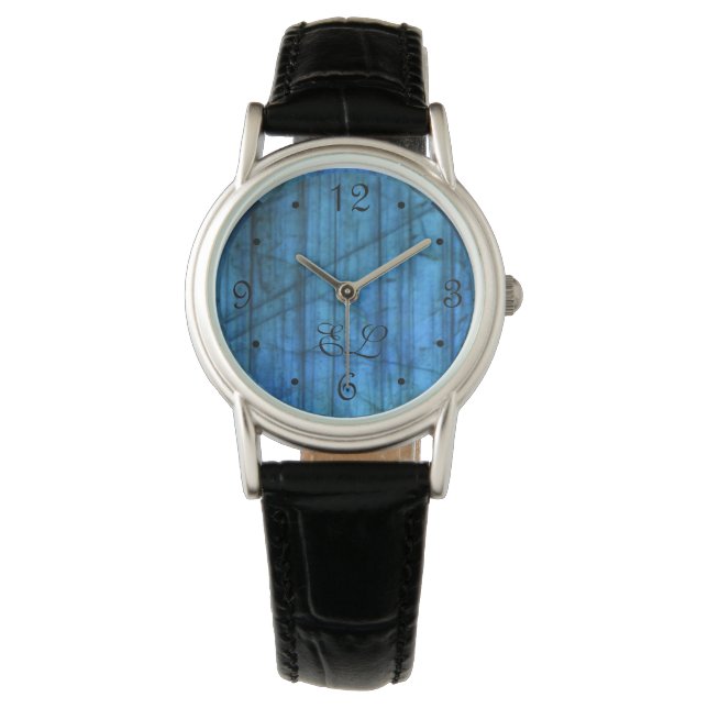 Montre Labradorite Gems bleu Monogramme Numéros (devant)