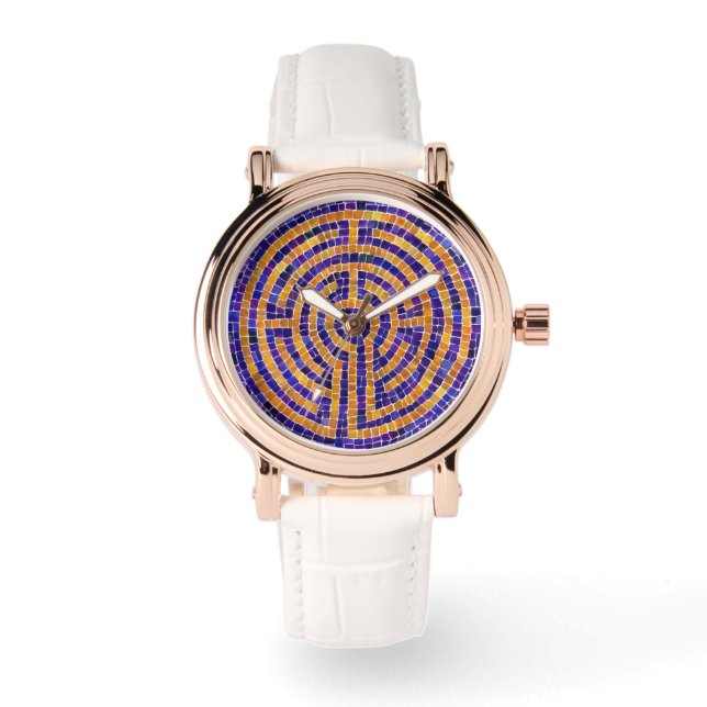 Montre LABYRINTH MOSAIT Rose Gold Vintage White Watch (Recto)